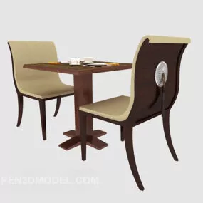 Simple Brown Casual Table Chair 3d model