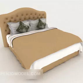 Simple Brown Double Bed 3d model