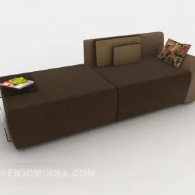 Simple Brown Double Sofa 3d model