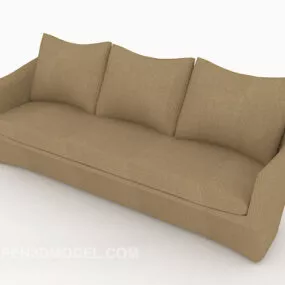 Simple Brown Home Multiplayer Sofa 3d model