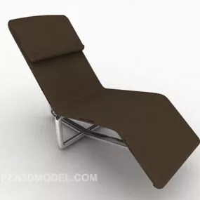 Simple Brown Lounge Chair Steel LEg 3d model