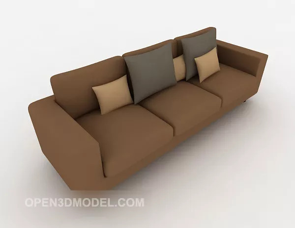 Simple Brown Three-person Sofa 3d model Simple Brown Three-person Sofa 3d model