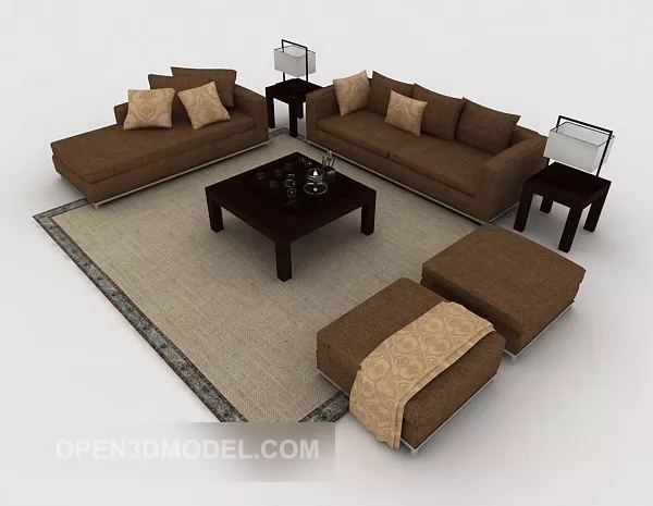 Simple Brown Wood Sofa 3d model Simple Brown Wood Sofa 3d model