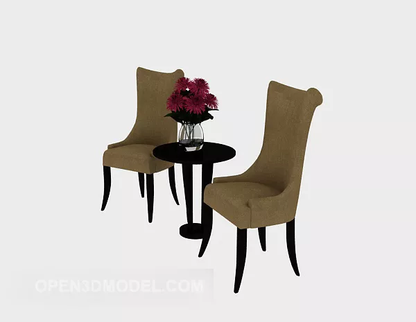 Simple Brown Wooden Table And Chair 3d model Simple Brown Wooden Table And Chair 3d model
