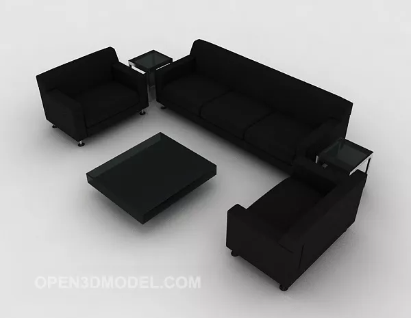 Simple Business Black Sofa 3d model Simple Business Black Sofa 3d model