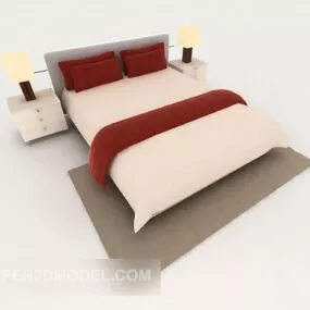 Simple Business Double Bed 3d model