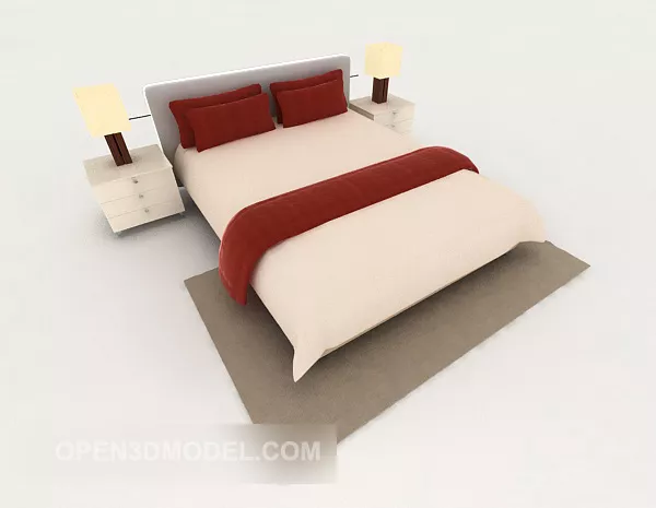 Simple Business Double Bed 3d model Simple Business Double Bed 3d model