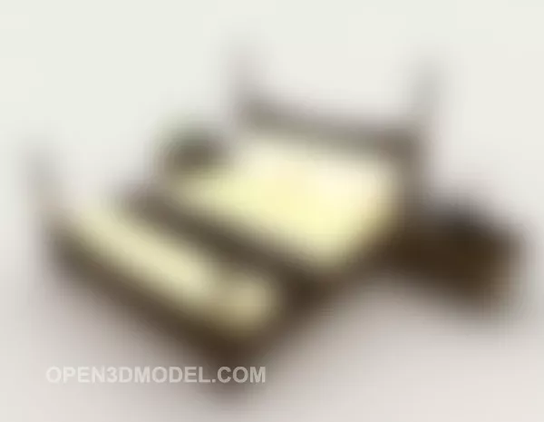 Simple Business Wooden Double Bed 3d model Simple Business Wooden Double Bed 3d model