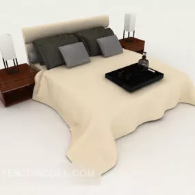 Simple Business Yellow Double Bed 3d model
