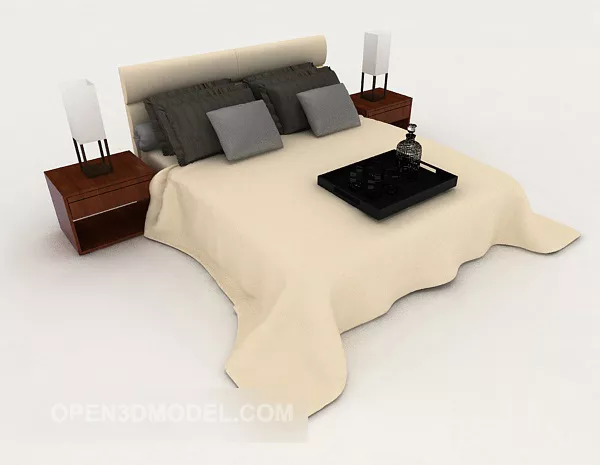 Simple Business Yellow Double Bed 3d model Simple Business Yellow Double Bed 3d model