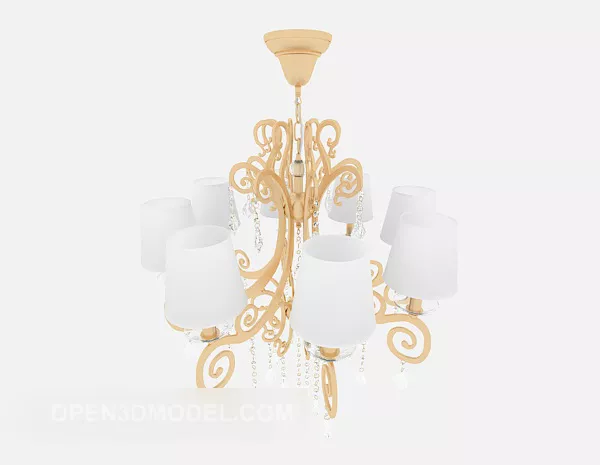 Simple Classic Chandelier Golden Arms 3d model Simple Classic Chandelier Golden Arms 3d model