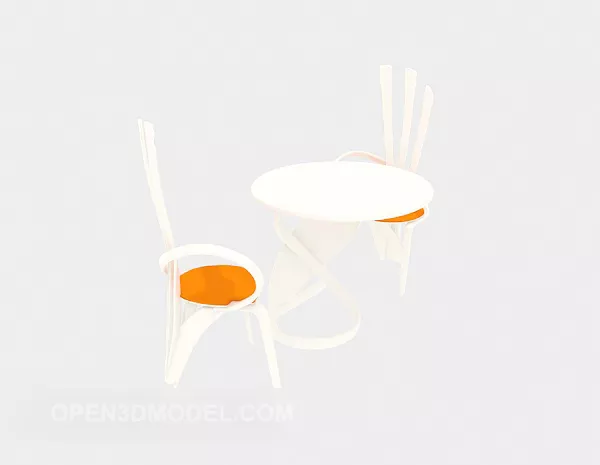 White Creative Table Chair 3d model White Creative Table Chair 3d model