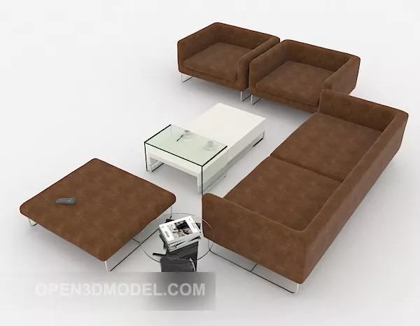 Simple Dark Brown Sofa 3d model Simple Dark Brown Sofa 3d model