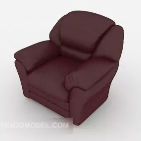 Simple Dark Red Single Sofa 3d model