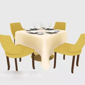 Simple Dining Table Chair For Home 3d model