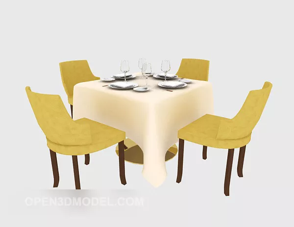 Simple Dining Table Chair For Home 3d model Simple Dining Table Chair For Home 3d model