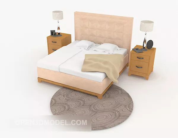 Simple Double Bed with Nightstand 3d model Simple Double Bed with Nightstand 3d model