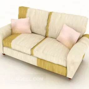 Simple Fabric Double Sofa 3d model