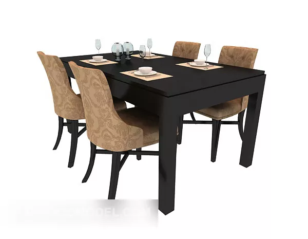 Simple Four-person Dining Table 3d model Simple Four-person Dining Table 3d model