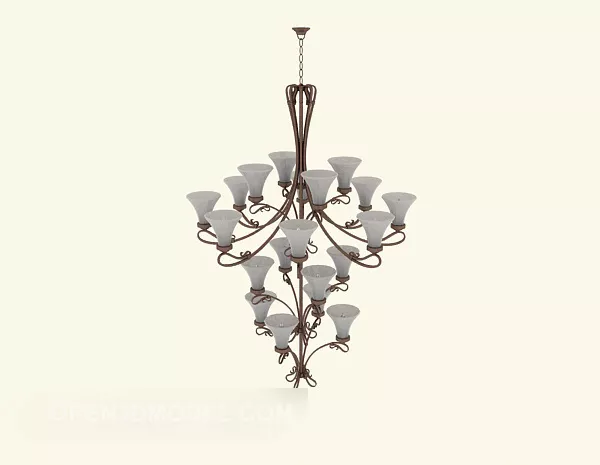 Simple Fresh European Chandelier 3d model Simple Fresh European Chandelier 3d model