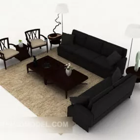 Simple Furniture Black Sofa 3d model