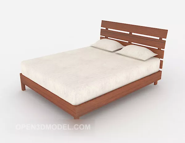 Simple Furniture Wood Double Bed 3d model Simple Furniture Wood Double Bed 3d model