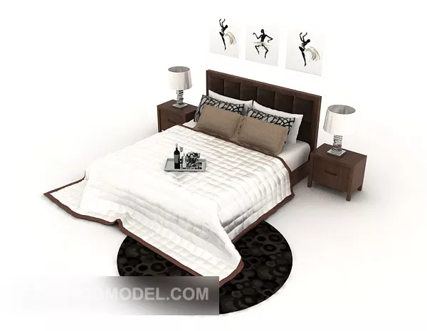 Simple Generous Double Bed 3d model Simple Generous Double Bed 3d model