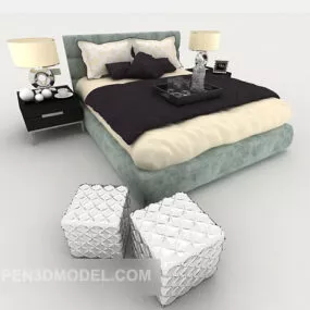 Simple Generous Home Double Bed 3d model