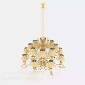 Generous Yellow Chandelier Design 3d model