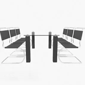 Simple Glass Conference Table Chair Set 3d model
