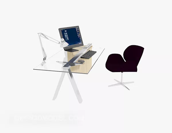 Simple Glass Desk 3d model Simple Glass Desk 3d model