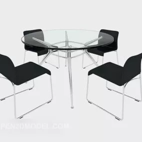 Simple Glass Dining Table 3d model