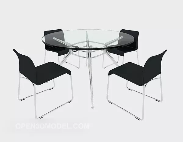 Simple Glass Dining Table 3d model Simple Glass Dining Table 3d model