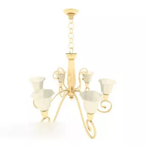 Simple Gold Chandelier Gold Color 3d model