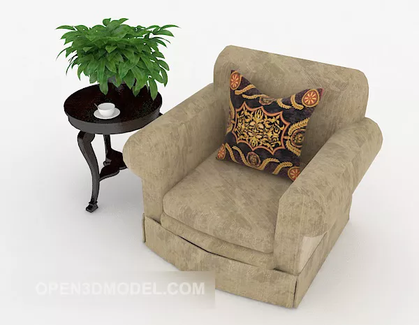 Simple Gray-brown Single Sofa 3d model Simple Gray-brown Single Sofa 3d model