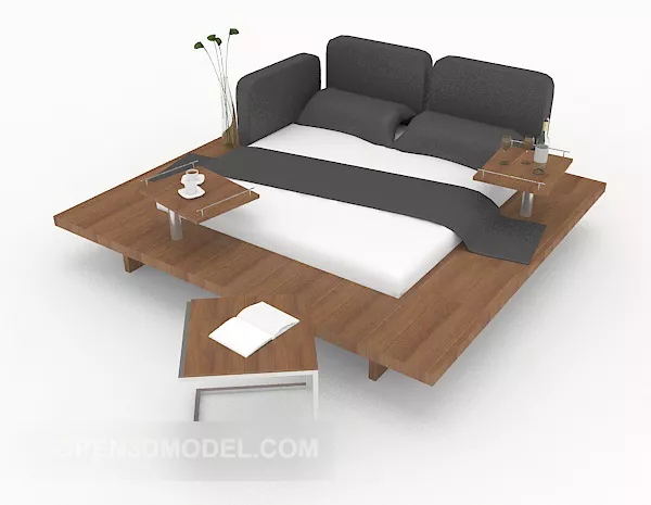Simple Gray-white Double Bed 3d model Simple Gray-white Double Bed 3d model