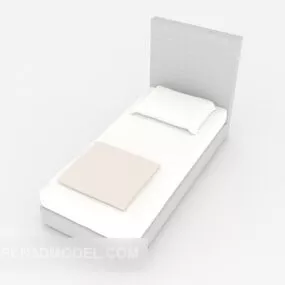 Simple Gray White Single Bed 3d model