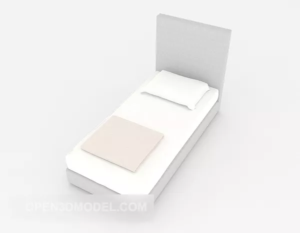 Simple Gray White Single Bed 3d model Simple Gray White Single Bed 3d model