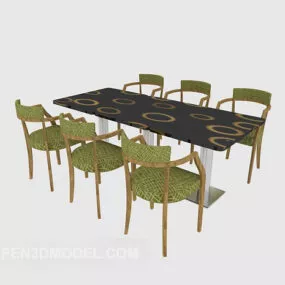 Simple Green Table Chair 3d model