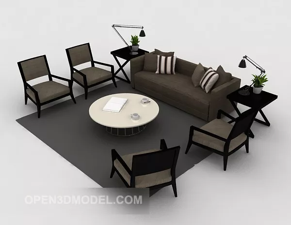 Simple Grey-brown Sofa 3d model Simple Grey-brown Sofa 3d model