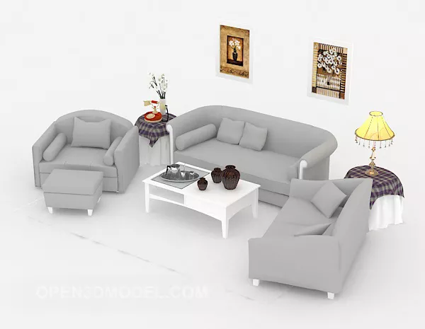 Simple Grey Combination Sofa 3d model Simple Grey Combination Sofa 3d model