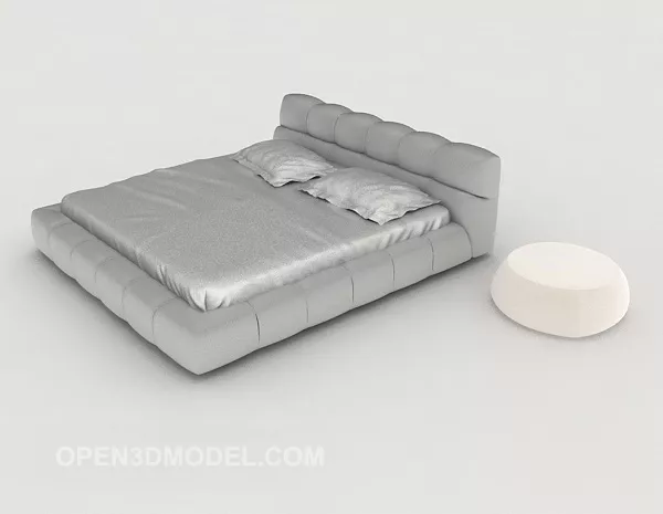 Simple Grey Double Bed 3d model Simple Grey Double Bed 3d model