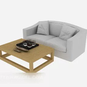Simple Grey Double Small Sofa 3d model