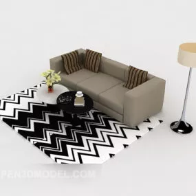 Simple Grey Double Sofa 3d model