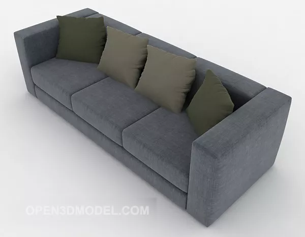 Grey Fabric Home Sofa With Pillows 3d model Grey Fabric Home Sofa With Pillows 3d model