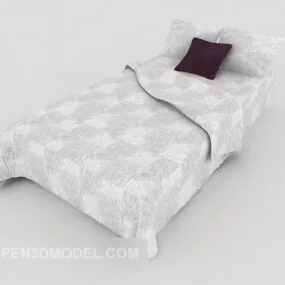 Simple Grey Single Bed 3d model