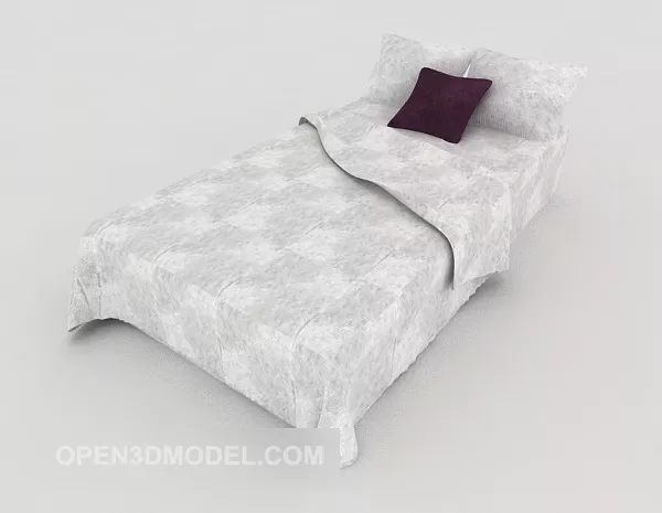 Simple Grey Single Bed 3d model Simple Grey Single Bed 3d model