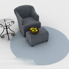 Simple Grey Single Sofa 3d model