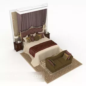 Simple Home European Double Bed 3d model