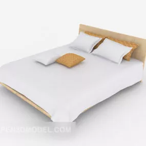 Simple Home Blue And White Double Bed 3d model